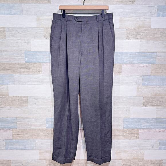 Jhane Barnes Vintage Wool Hopsack Suit Gray 3 Button Mens 42L 36W Pleated Pants - Picture 8 of 13